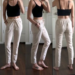 Ivory nude mid high waisted rise joggers pants